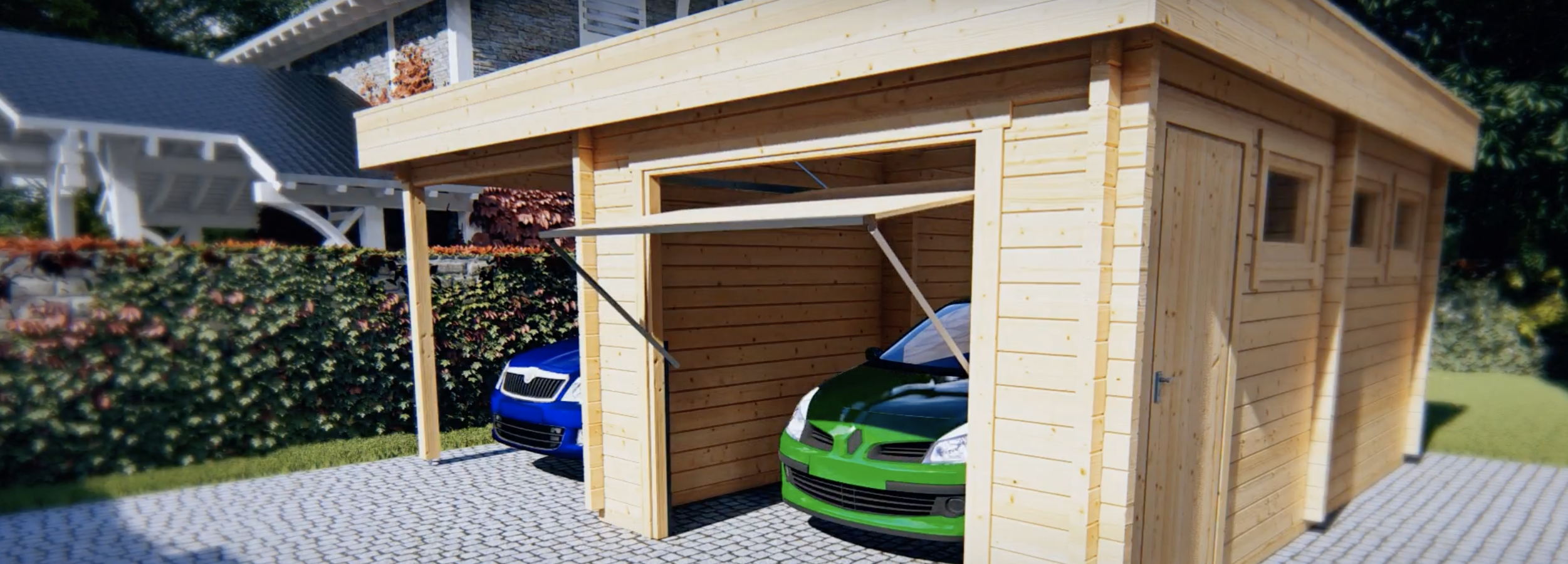garage in legno, box auto legno, garage prefabbricato, garage blockhouse