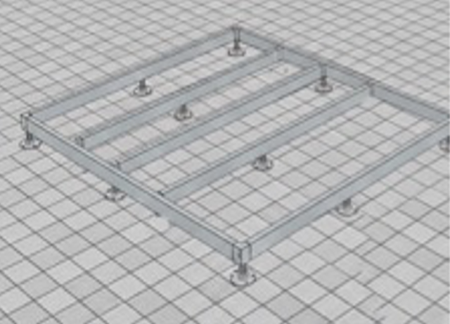 casetta su telaio con piedini