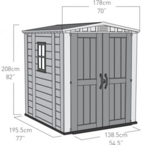 casetta giardino keter FACTOR 6x6 misure.jpg casetta giardino pvc keter factor 6x6