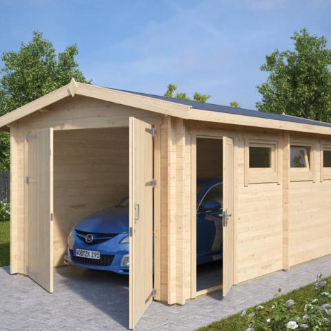 garage A battente 1.jpg garage in legno, box auto legno, garage prefabbricato, garage blockhouse